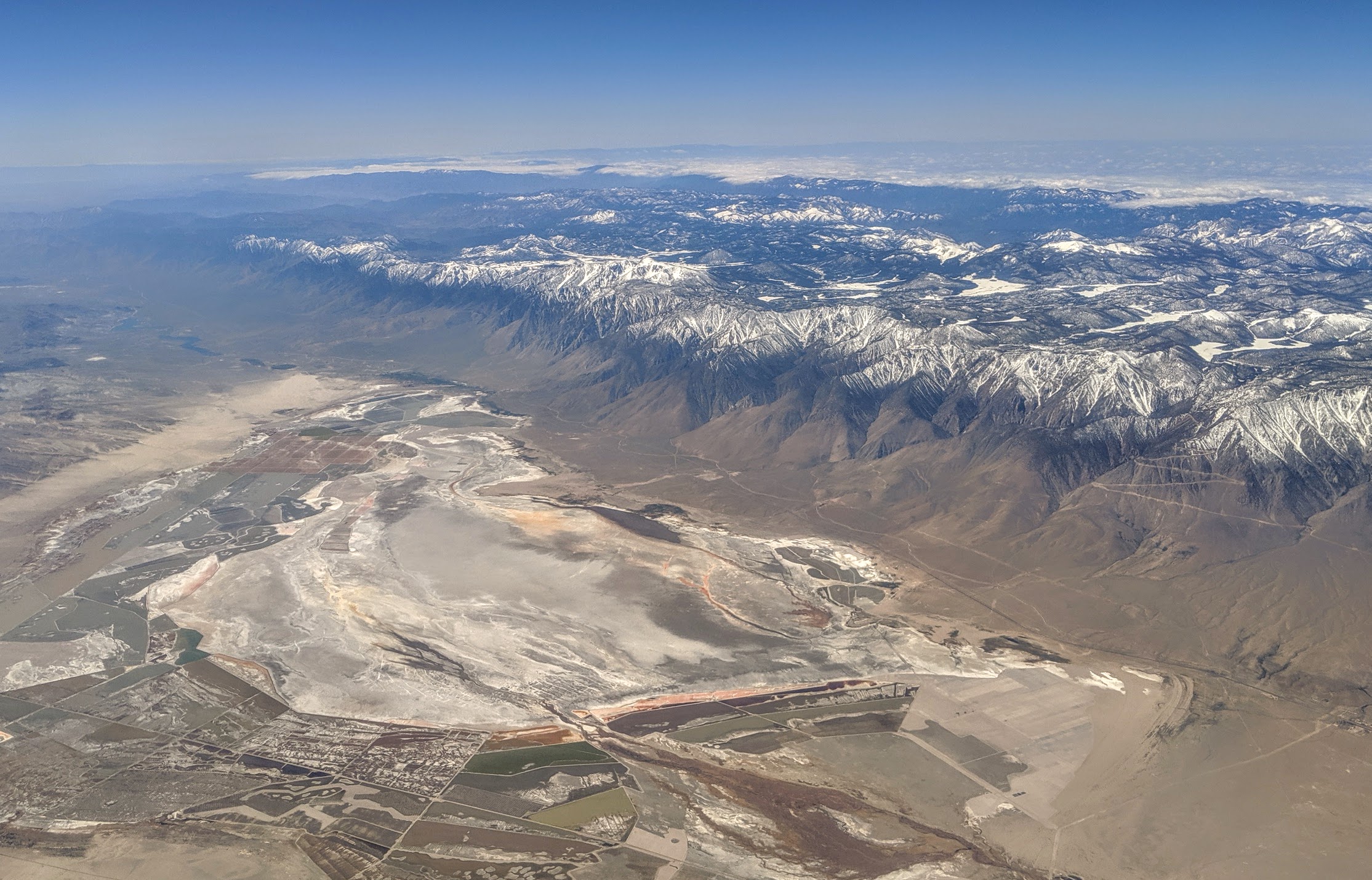 An aerial view of a dry Owens Lake.
