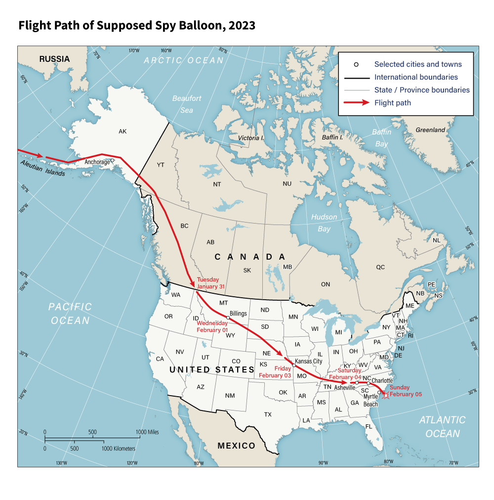 Map 2: Spy Balloon route