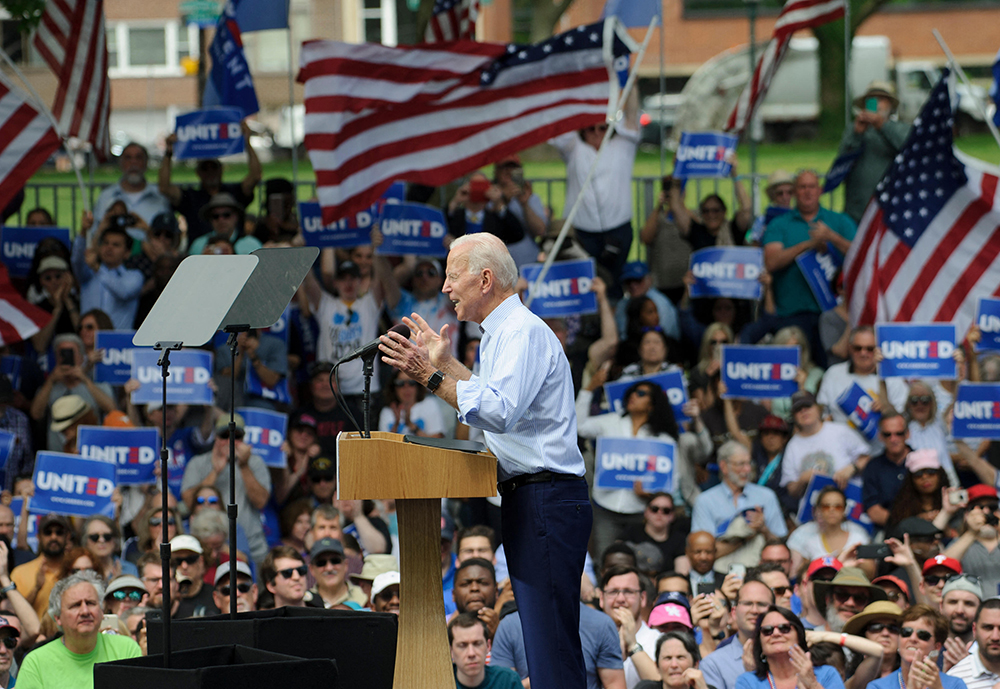 Joe Biden appears at the launch of his 2020 presidential campaign at Eakins Oval in Philadelphia, Pennsylvania. Credit: Alamy Images/Matt Smith