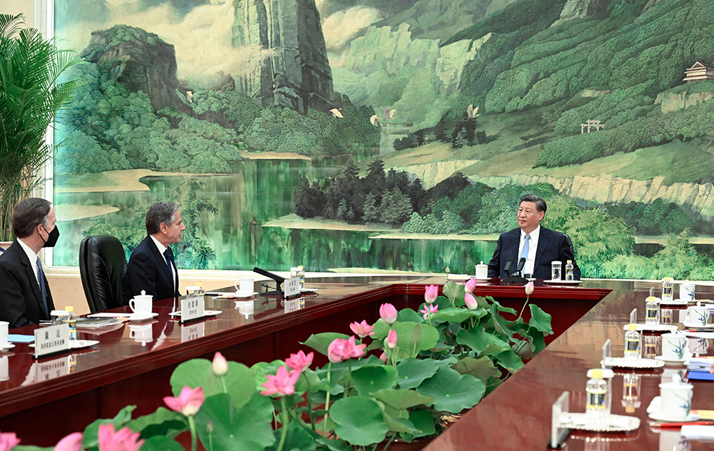 President Xi Jinping meets with secretary of state Antony Blinken in Beijing on June 19, 2023. In previous meetings
	with U.S. secretaries of state, including John Kerry and Mike Pompeo, Xi sat alongside the diplomats. Credit: Alamy / Xinhua News Agency
