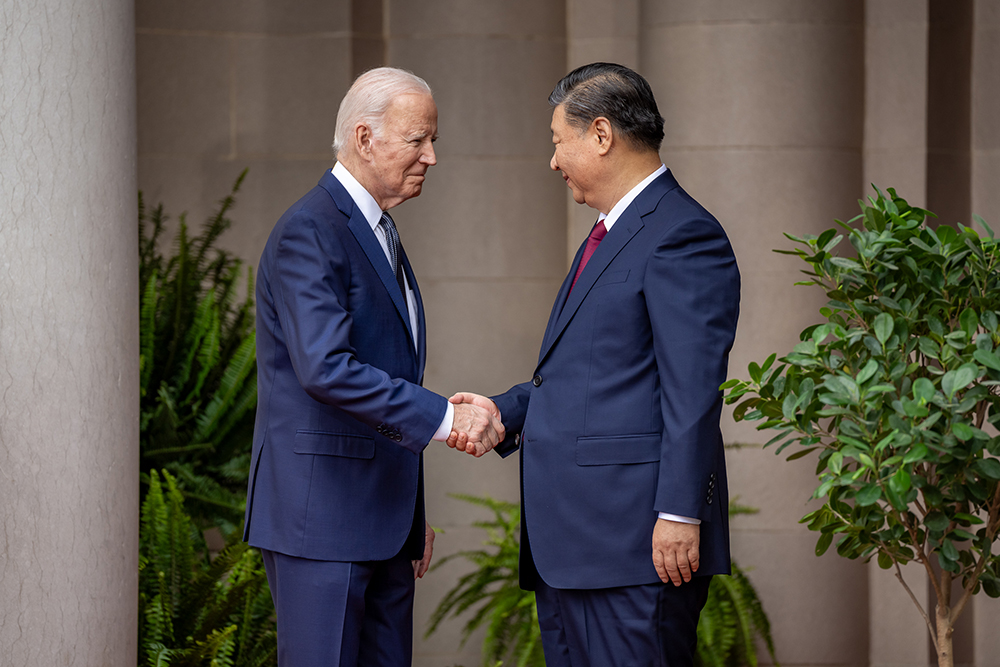 President Joe Biden greets President Xi Jinping, November 15, 2023, at the Filoli Estate in Woodside, California. Credit: Official White House Photo by Carlos Fyfe
