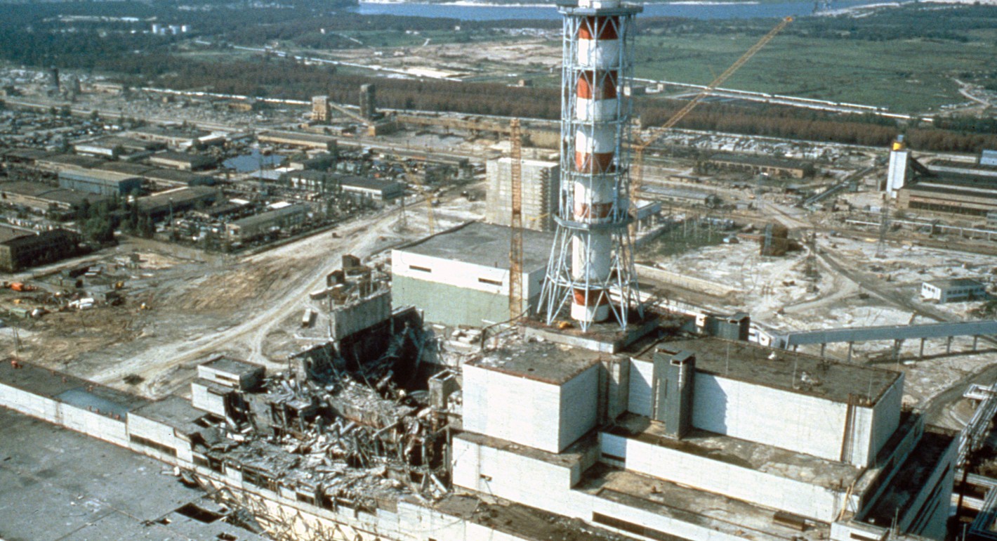 Aerial view of Chernobyl damage