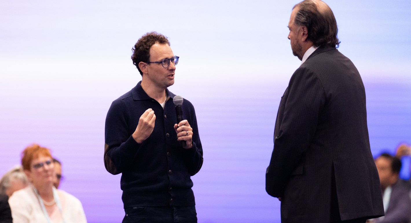 Two men speaking
