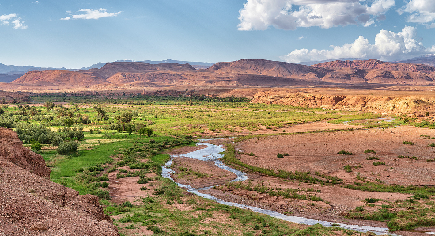 Fertile river valley in Morocco
