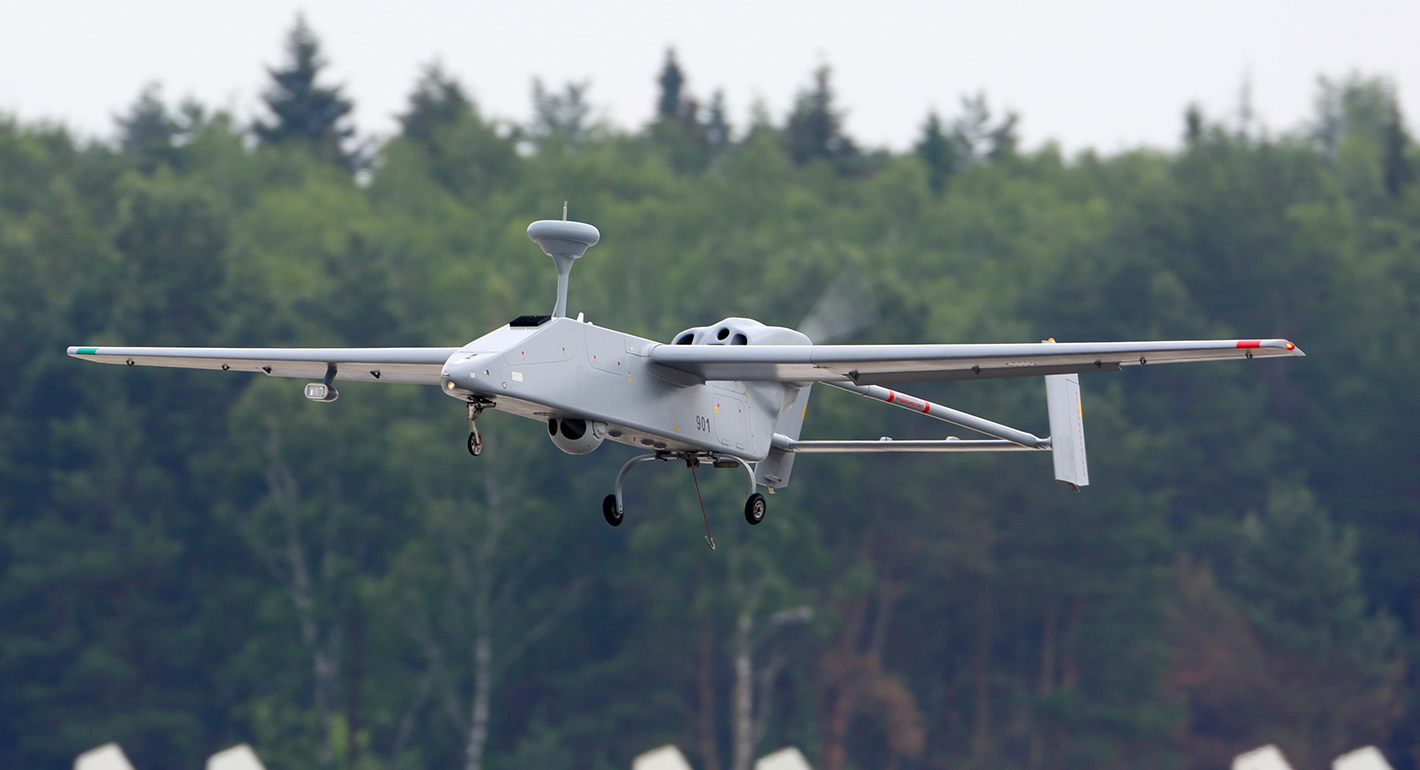 UAV Forpost of russian air force takes off at Kubinka air force base