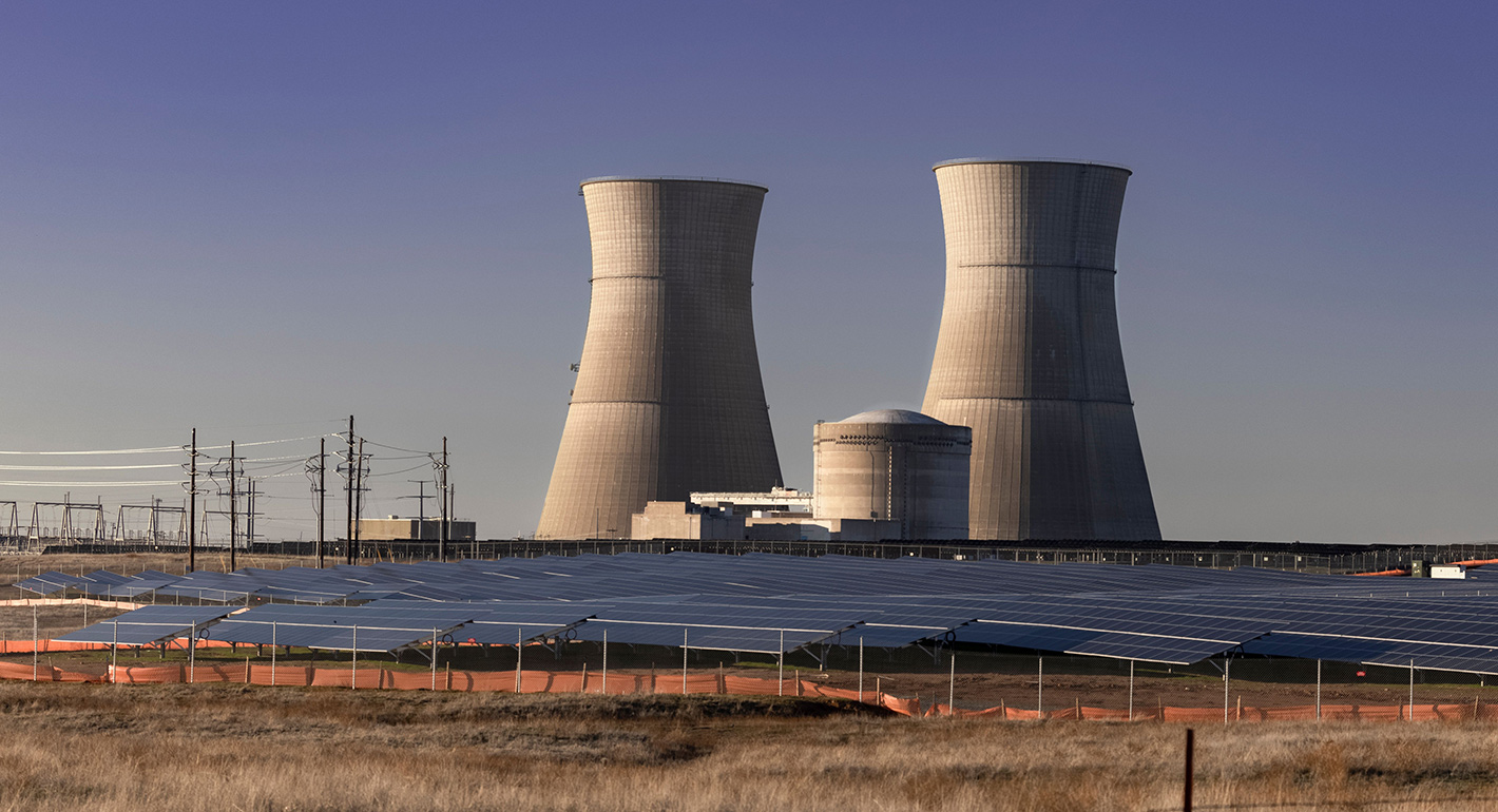 Nuclear power plants and solar panels in California