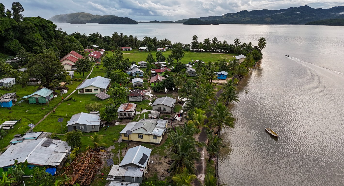 Aerial shot of island community