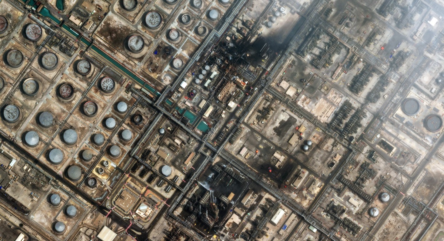 Satellite of a damaged oil refinery