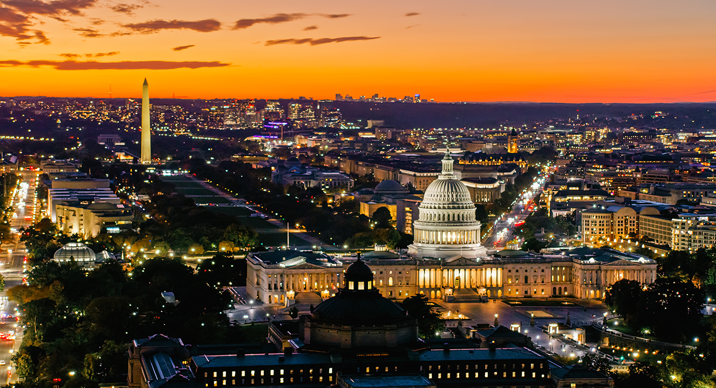 Aerial view of Washington DC