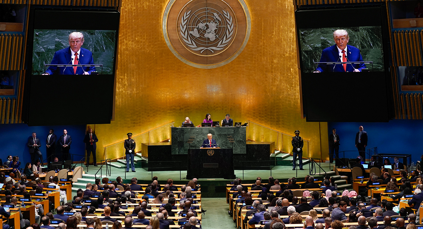 US President Donald Trump delivers remarks to the United Nations General Assembly at the UN headquarters in New York City on September 23, 2025.
