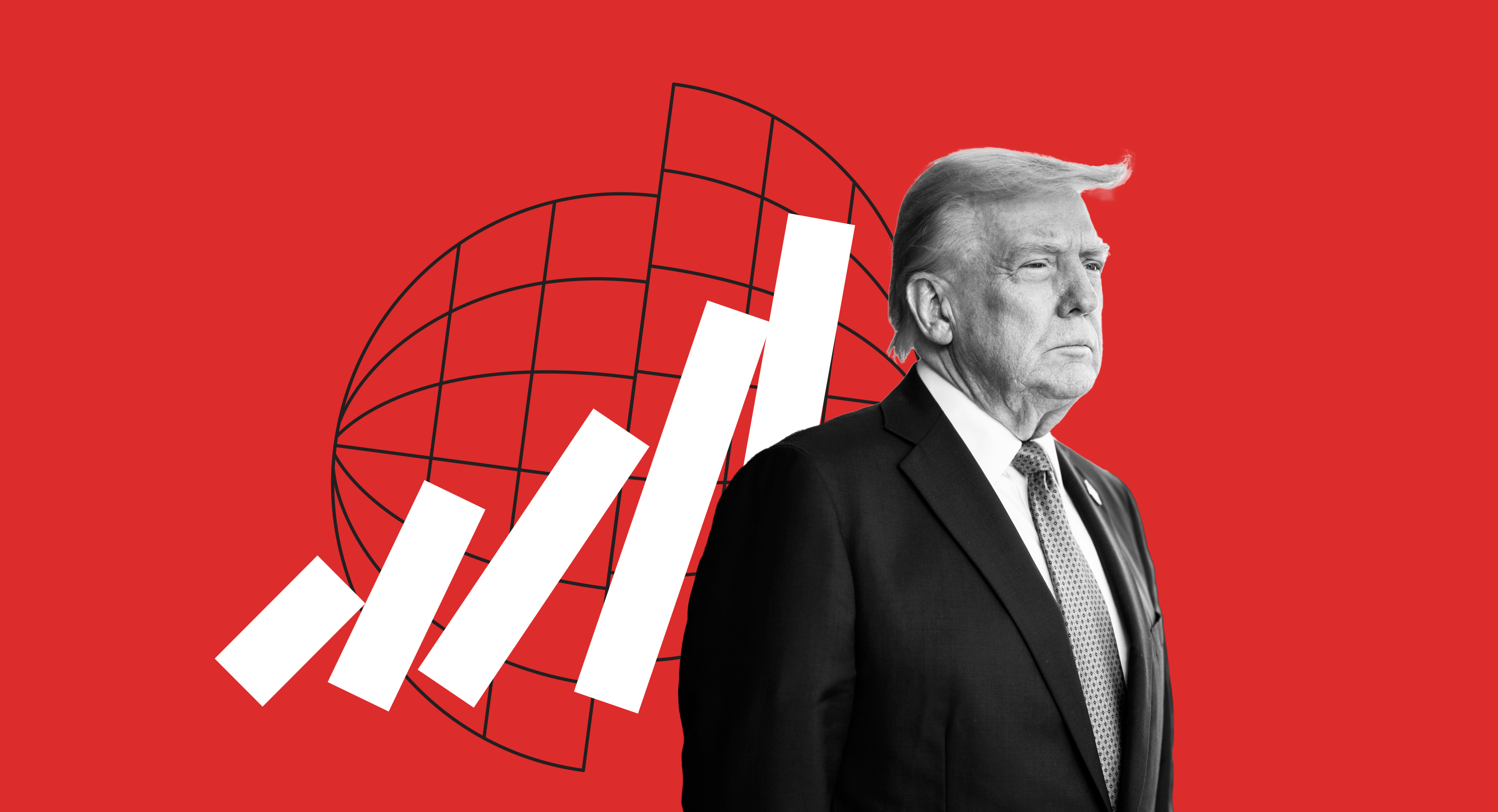 Trump on a red background