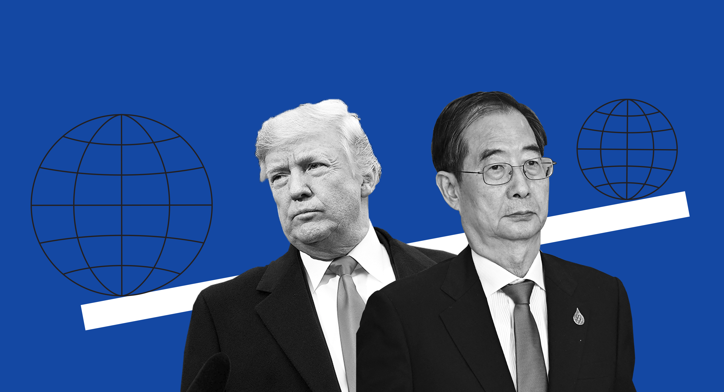 Trump and Han against a blue background