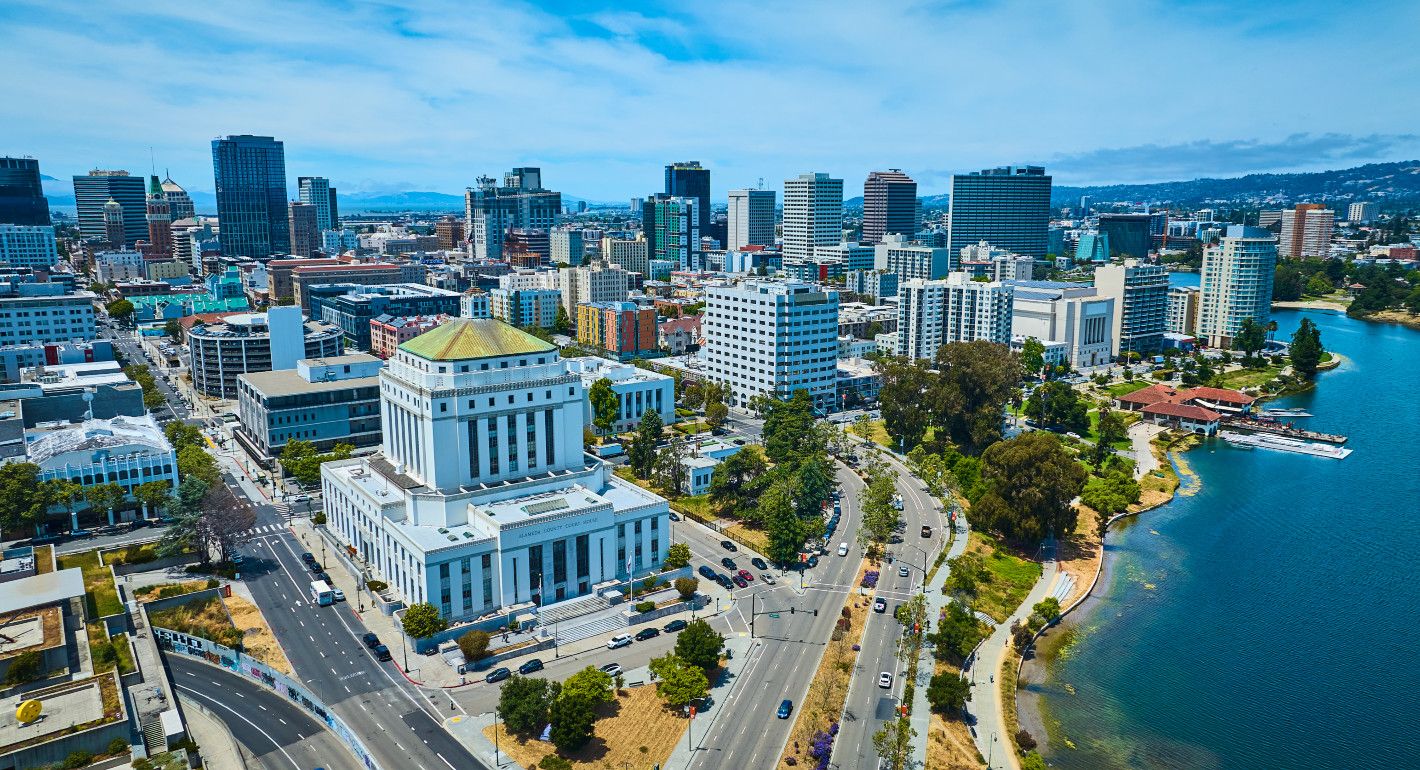 aerial view of downtown Oakland