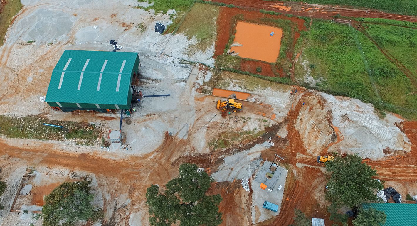 An aerial view of the central part of the Arcadia Lithium mine on January 11, 2022 in Goromonzi, Zimbabwe. 