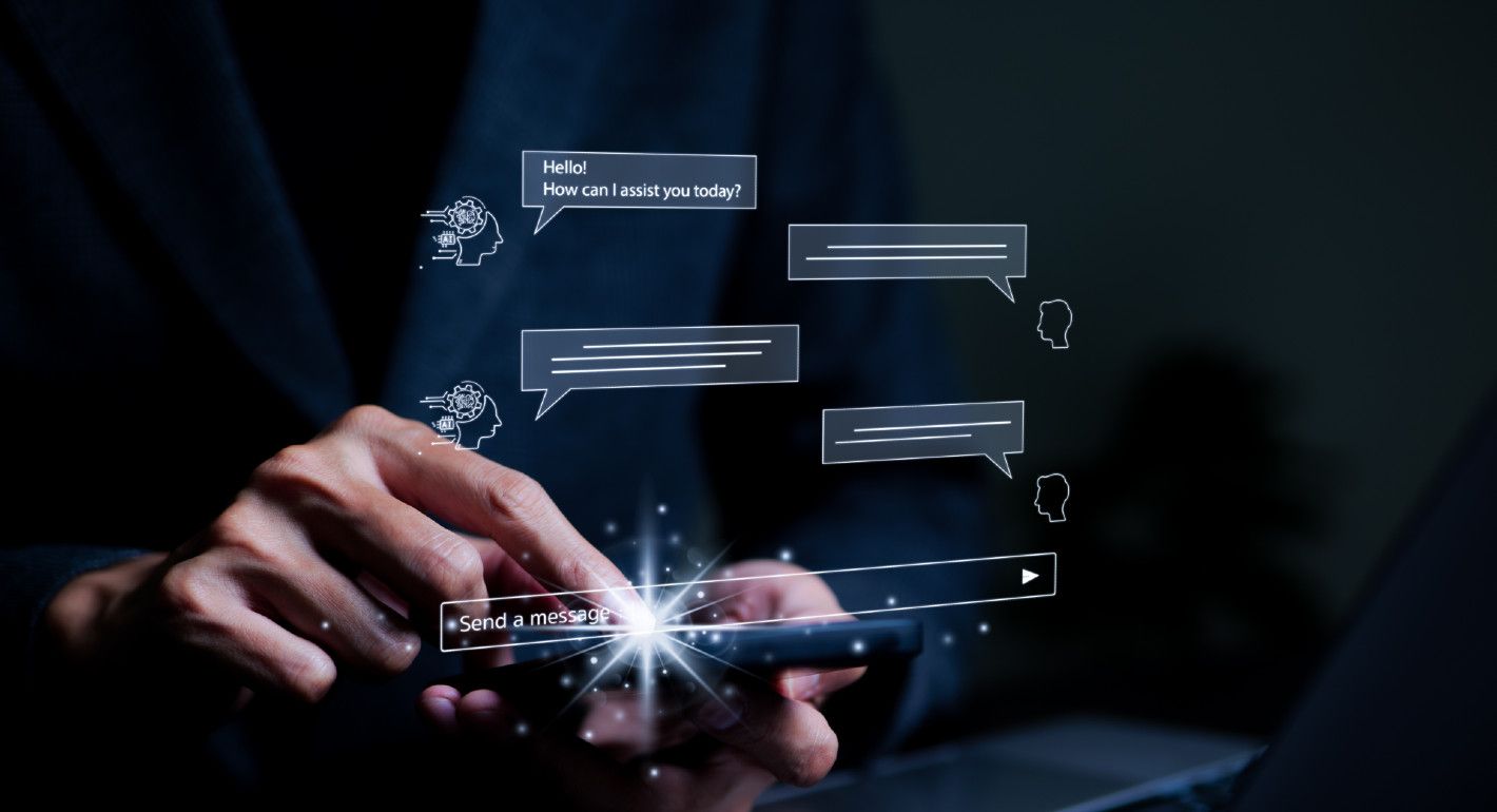 Stock image of an unreadable conversation with an AI chatbot.