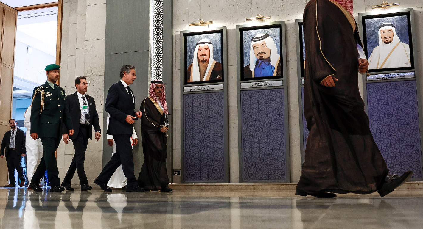 People walking in a hallway