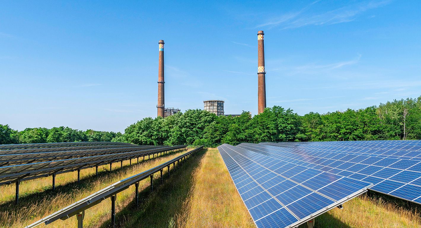Solar panels in a field