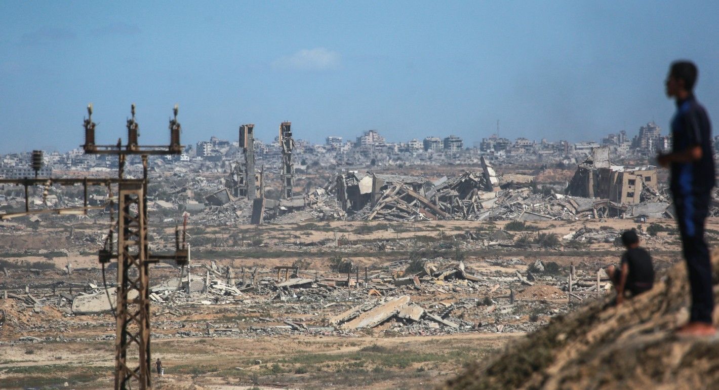 wide landscape of destroyed buildings