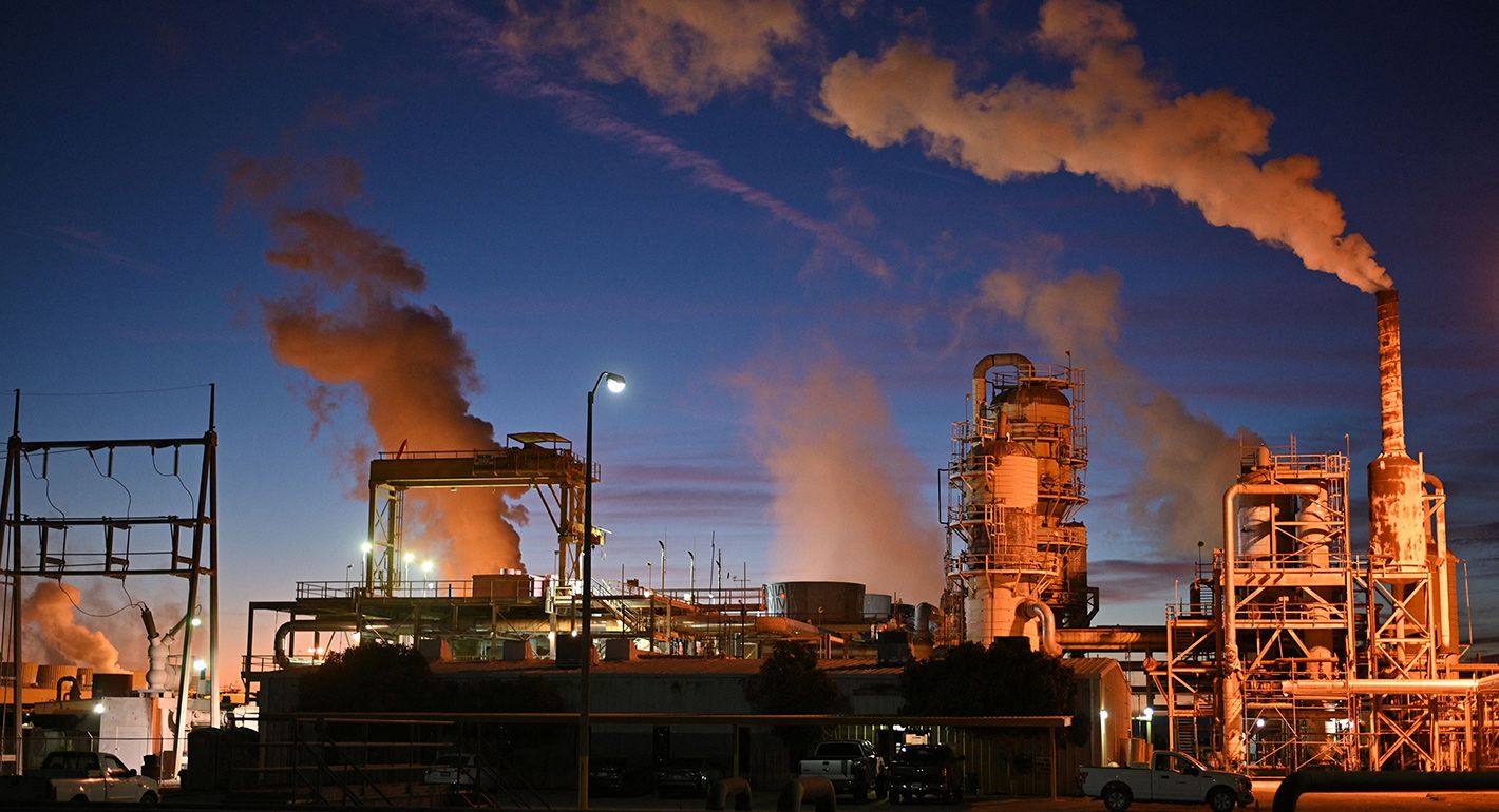Vapor rises from a geothermal power station along the coast of the Salton Sea near Calipatria, California, December 15, 2021.