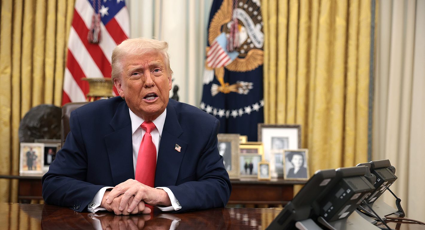 U.S. President Donald Trump speaks before signing executive orders in the Oval Office of the White House on March 06, 2025 in Washington, DC