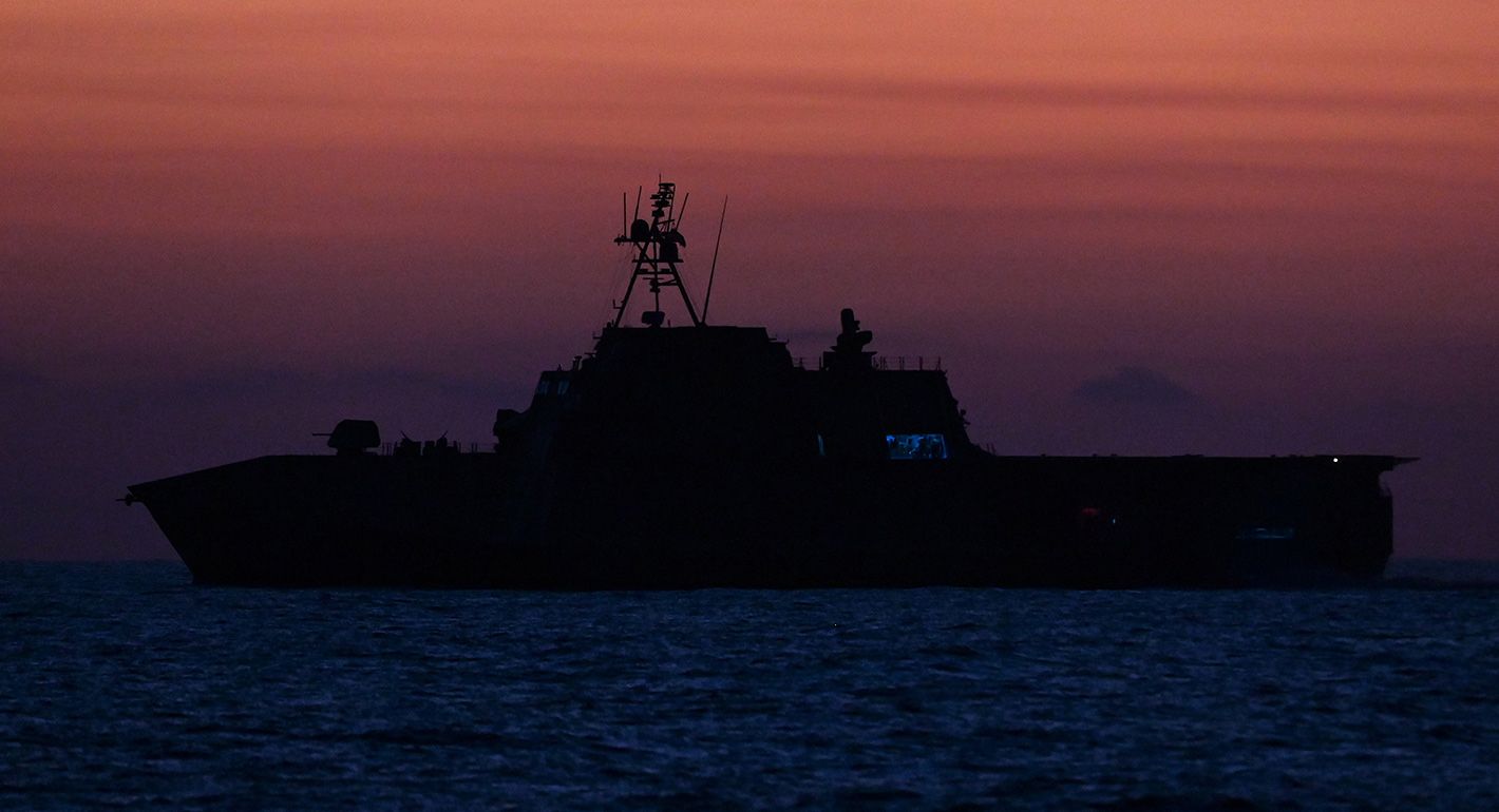 This photo taken on March 4, 2024 shows a US Navy vessel sailing in the disputed South China Sea.